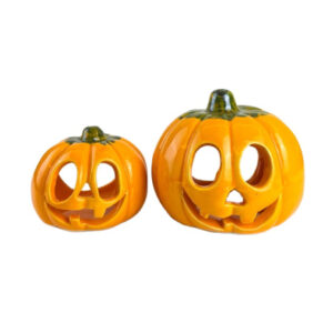 Novelty Ceramic Halloween Decoration Pumpkin Figurine Tealight Holder
