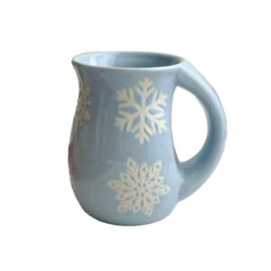 White Snowflake Debossed Blue Nordic Christmas Cup Western Gift Large Ceramic Coffee Mug with Handle