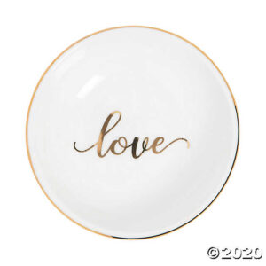 Round Shaped Ceramic Love Trinket Dish For Wedding