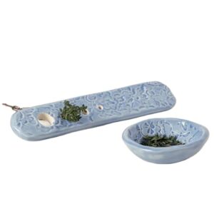 Novelty Design Kitchen Accessory Spice Tool Ceramic Herb Trimmer & Bowl Set for Home Kitchen