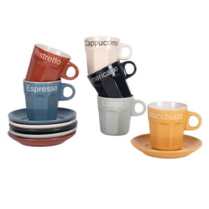 Color Glazed 3OZ Espresso Coffee Cup & Saucer