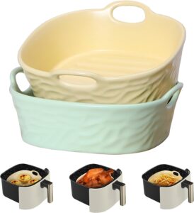 Reusable Air Fryer Liners Square-8.5-inch-Ceramic-Baking-Pans-Food Safe Air fryer Accessories