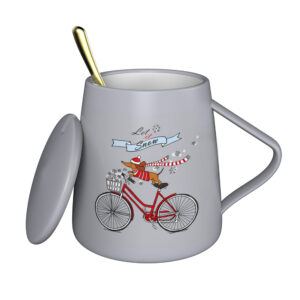 Let It Snow Grey Christmas Ceramic Mug With Spoon