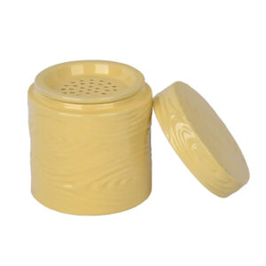 Fashion Embossed Custom Ceramic Grease Oil Container Storage Can Keeper with Stainless Strainer 