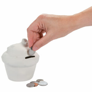 Unpainted DIY Custom Design Ice Cream Coin Money Box Bisque Ceramic Piggy Bank for Kid Adult Gift