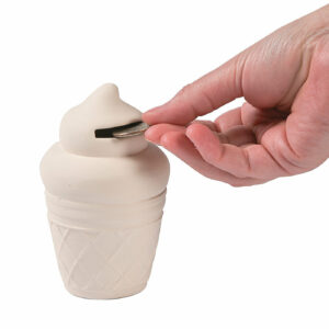 Unpainted DIY Custom Design Ice Cream Coin Money Box Bisque Ceramic Piggy Bank for Kid Adult Gift