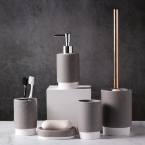 Dot Design Two Tones Color Glazed 6pcs Ceramic Bathroom Accessories Sets