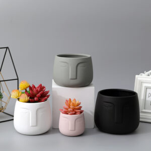 modern face Matte ceramic soft rubber paint ceramic succulent flower planter pot 