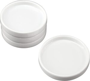 Modern White 4 Inch Diameter 4 Pack Round Ceramic Dipping Oil Dish 