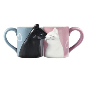 Cat Coffee Couple Mugs Cute Funny Tea Cups Set for Wedding Decorations 