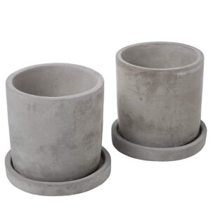 4-Inch Gray Unglazed Cement Succulent Planter Pots with Removable Saucer