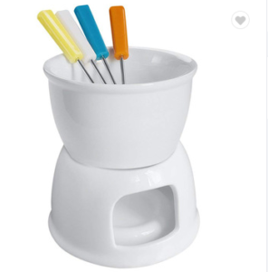 Ceramic Chocolate Cheese Fondue Frying Pot Fondue Set With Forks