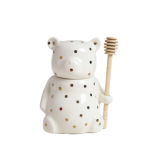 Ceramic Bear Shaped Honey Pot With Dipper
