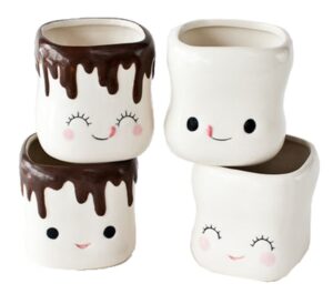 Cute Marshmallow Shaped Hot Chocolate Ceramic Cup -Set of 4