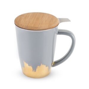 Grey Ceramic Tea Mug With Bamboo Lid