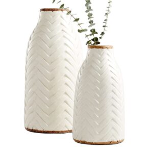 Simple Modern Nordic Ceramic Polished White Flower Vase for Home Living Room Decor