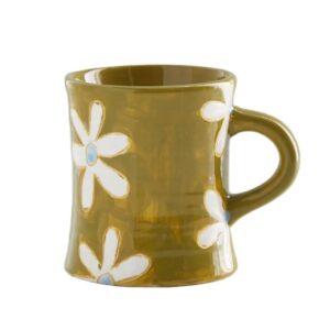 Flower Printed Brown Wholesale Drinkware Home Party Gift Ceramic Dinner Mug for Coffee Milk