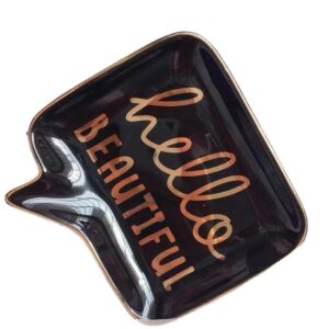 Luxury Gold Rim Square Irregular Shape Jewelry Trinket Tray Home Decor Ceramic Ring Dish