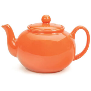 Orange Porcelain Loose Leaf and Blooming Teapot
