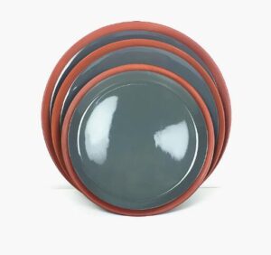 Color Glazed Round Shaped Terracotta Plate Dinnerware Tableware