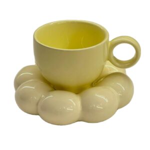 Flower Series Ceramic Mug Korea Ins Cafe Vintage Coffee Mug with Saucer