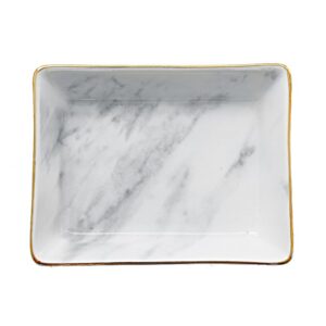 Squre Shaped Marble Design Ceramic Jewelry Ring Dish Holder