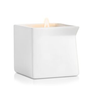Square White Ceramic Massage Candle Jar With Spout
