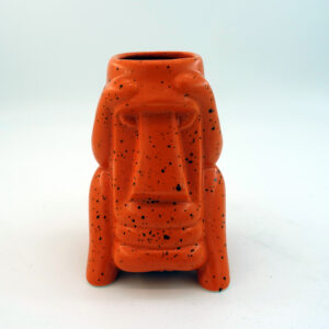 orange speckled ceramic tiki mug