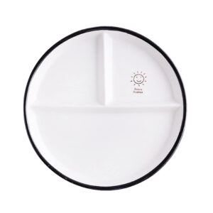Meals Portions Control Plate Round Smile Sun Porcelain Divided Dessert Salad Plate Healthy nutrition plate